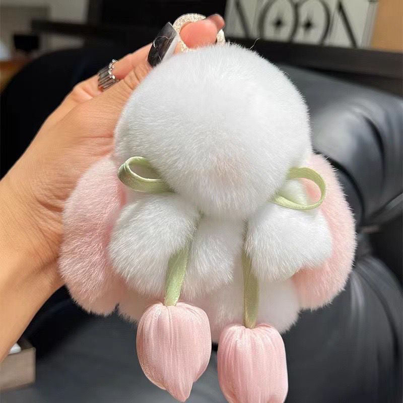 Pendentif en peluche mignon petit lapin porte-clés
