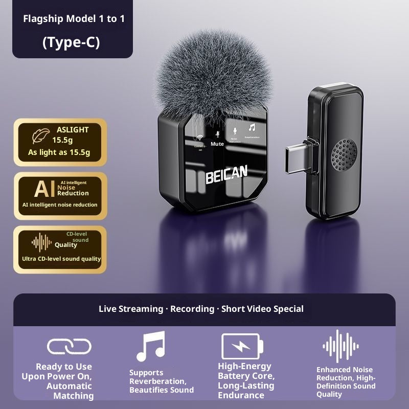 Microphone Lapel sans fil HD sans retard pour l'enregistrement vidéo en direct