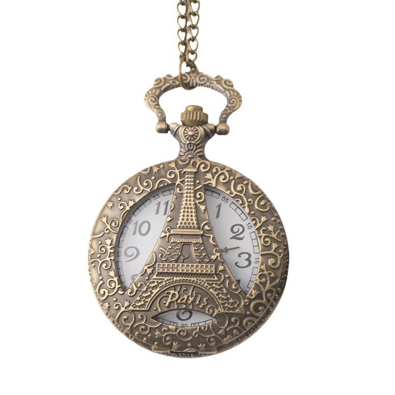 Retro Iron Tower Montre de poche personnalisée de mode décontractée
