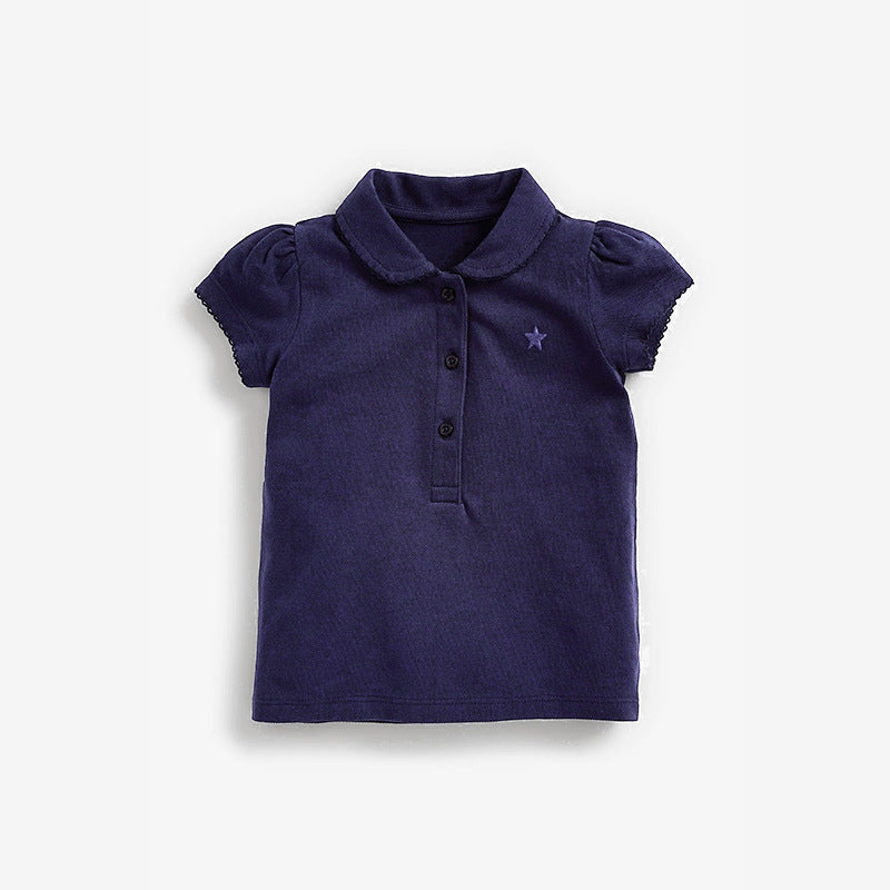 Les enfants d'été Top avec lapel collier pur coton enfants T-shirt