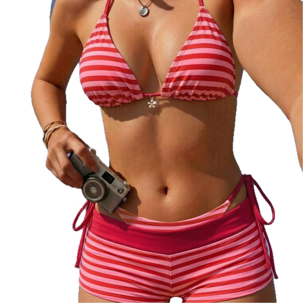 Arrivée Sexy Dentelle rayée maillot de bain trois-pièces pour les femmes