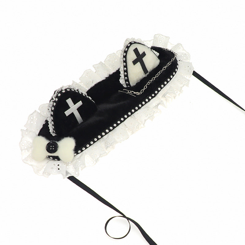 Bande de cheveux d'oreille de chat de rivet de vent de goth foncé