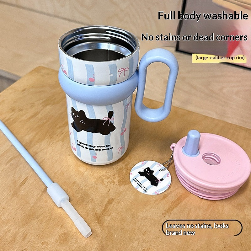 Mug mignon tasse de bureau Hautement élégant coupe de paille en acier inoxydable bouteille de maintien à froid