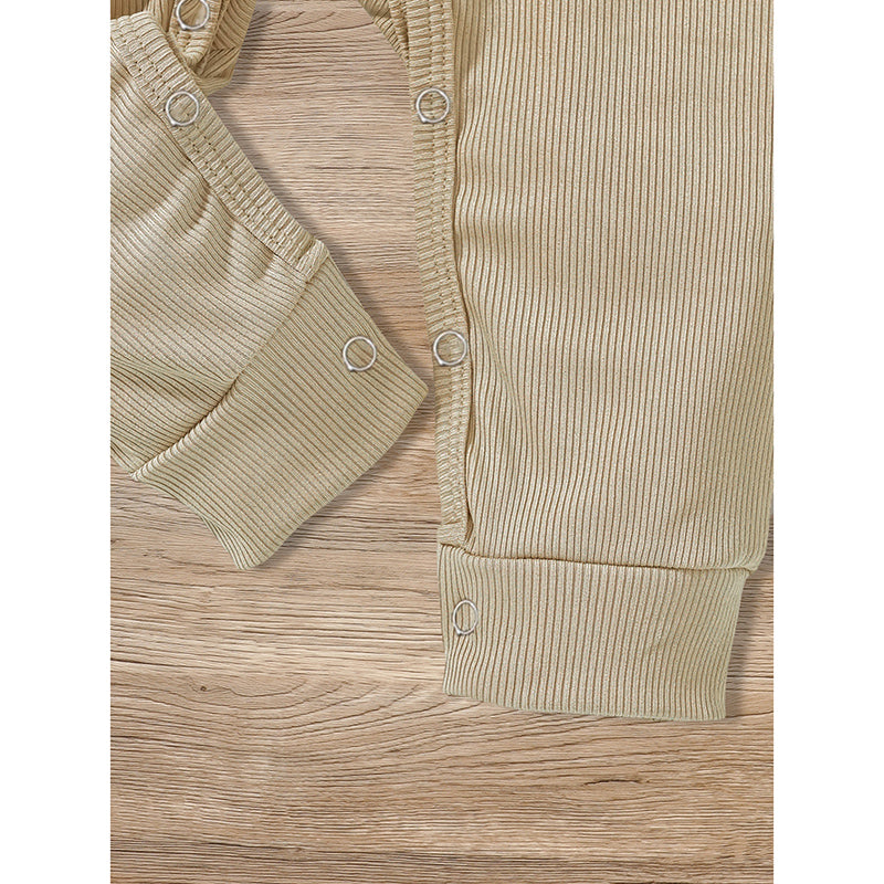 3-Pack Nouveau-nés Bébés Garçons & Filles Longue Manches Ribbed Romper Soft Button Front Jump