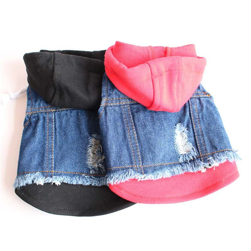 Animaux de compagnie Denim Chien tricoté Veste à capuche
