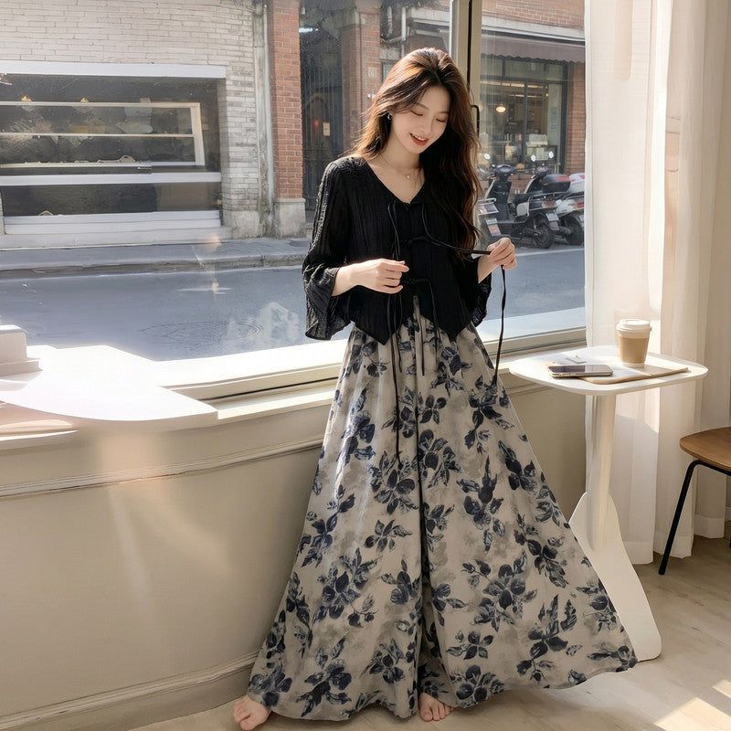 Pantalon imprimé d'été à deux pièces