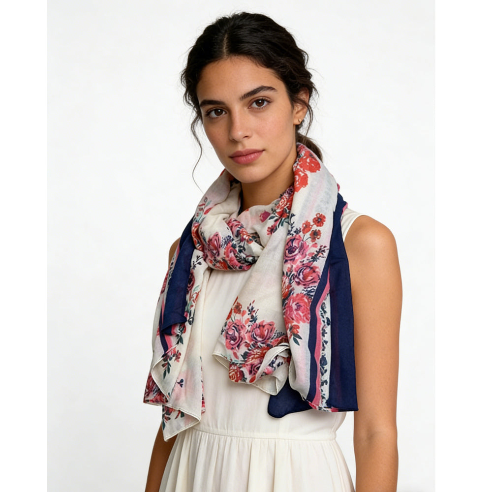 2-piece Extra-Long Chic Floral Lightweight and Elegant Scarf