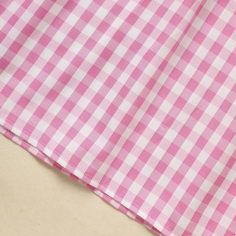 Robe de Saint Valentin pour bébé fille rose avec broderie cardiaque