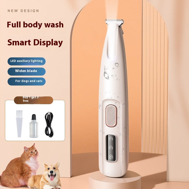 Animaux de compagnie Paw Trimmer avec lumière LED entièrement imperméable aux cheveux de chien Trimmer avec LED Display Dog