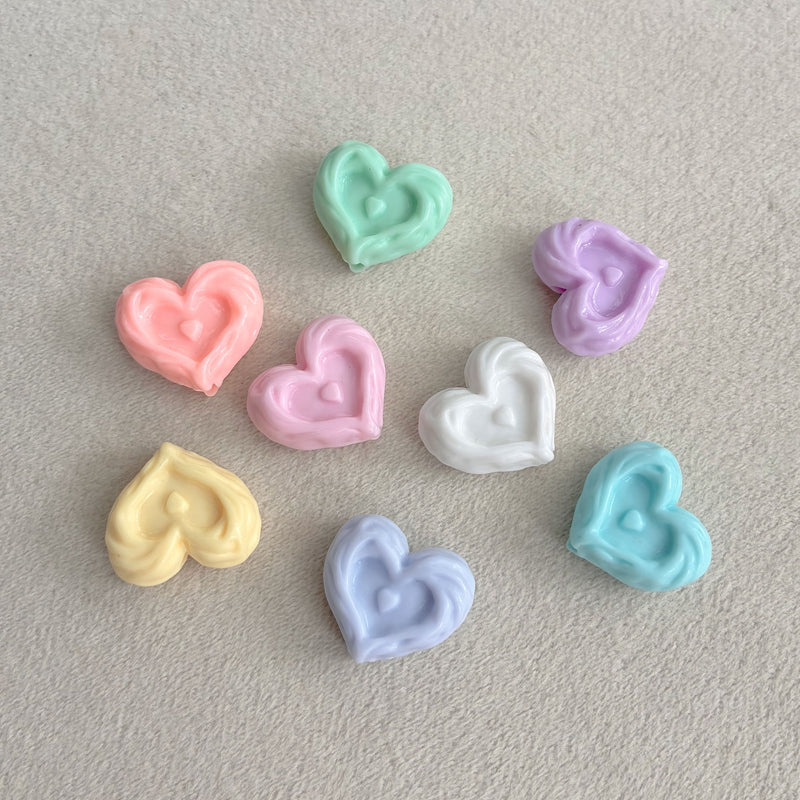 Perles de coeur en acrylique brillant solide