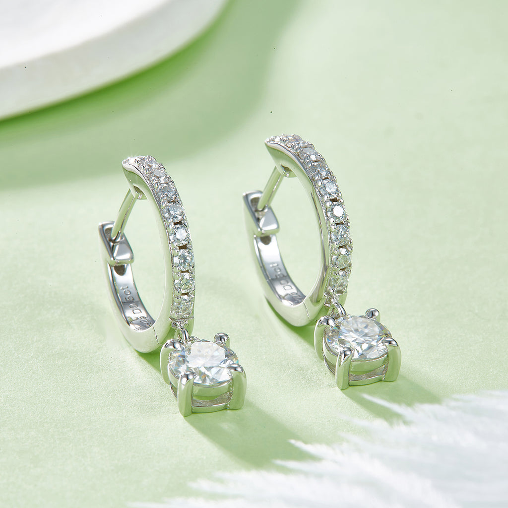3g S925 Boucles d'oreilles en acier massif en mossanite boucle d'angle de 5mm avec boucle de pave et Cert
