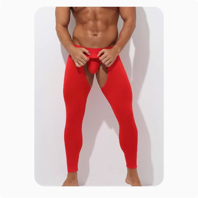 Pantalons Thermiques ouverts en croûte pour hommes Légumes minces Légumes Modaux Automne Hiver Collant Intérieur Gratuit
