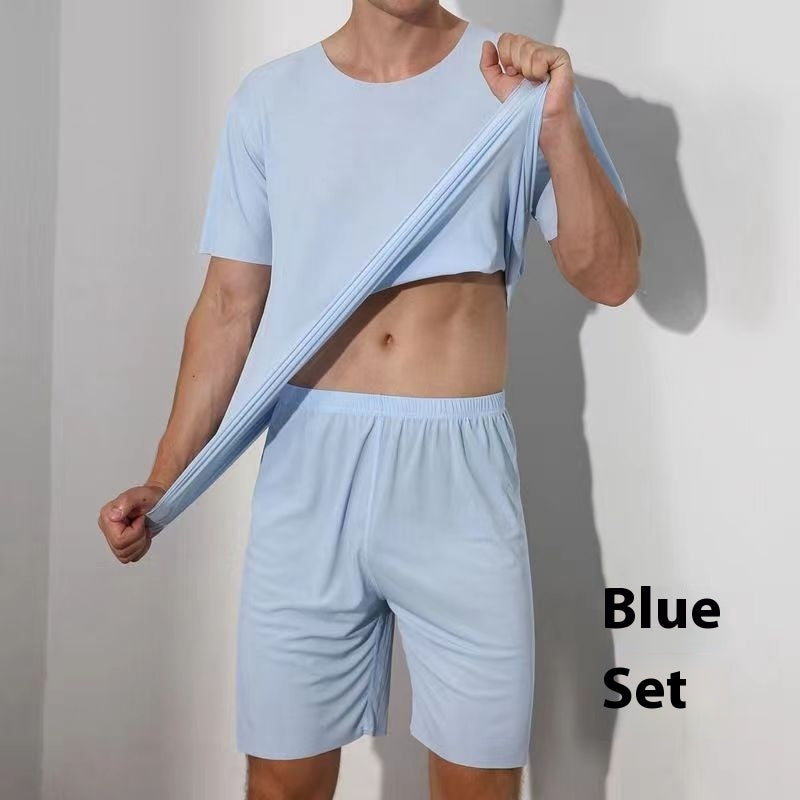 Advanced Ice Silk Round Neck Solid Color Short Sleeve