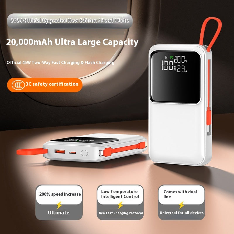 3C Certifié 45W Power Bank avec câble 20000 MA Alimentation mobile