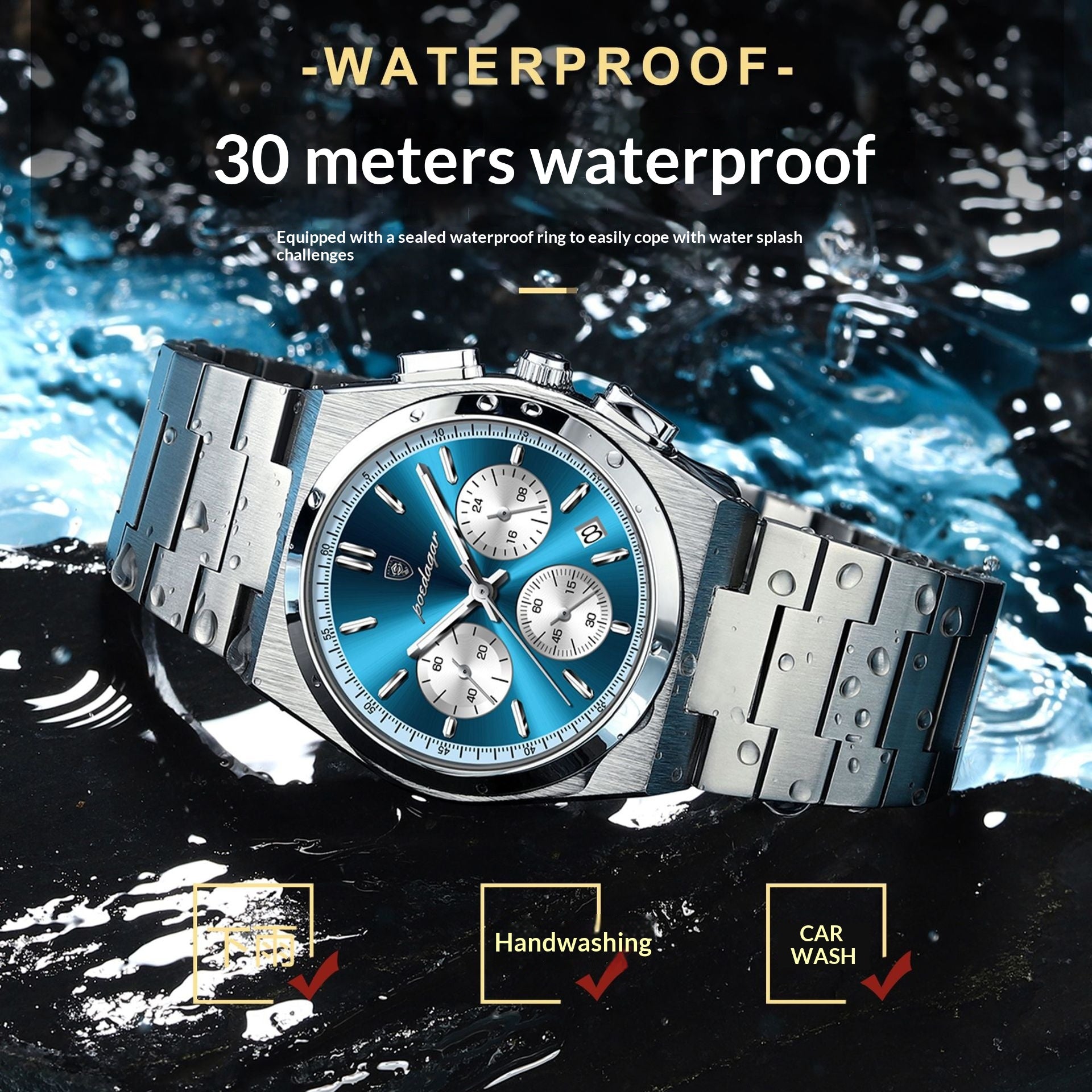 Homme Imperméable Multifonctionnel Lumineux Montre ultra-mince