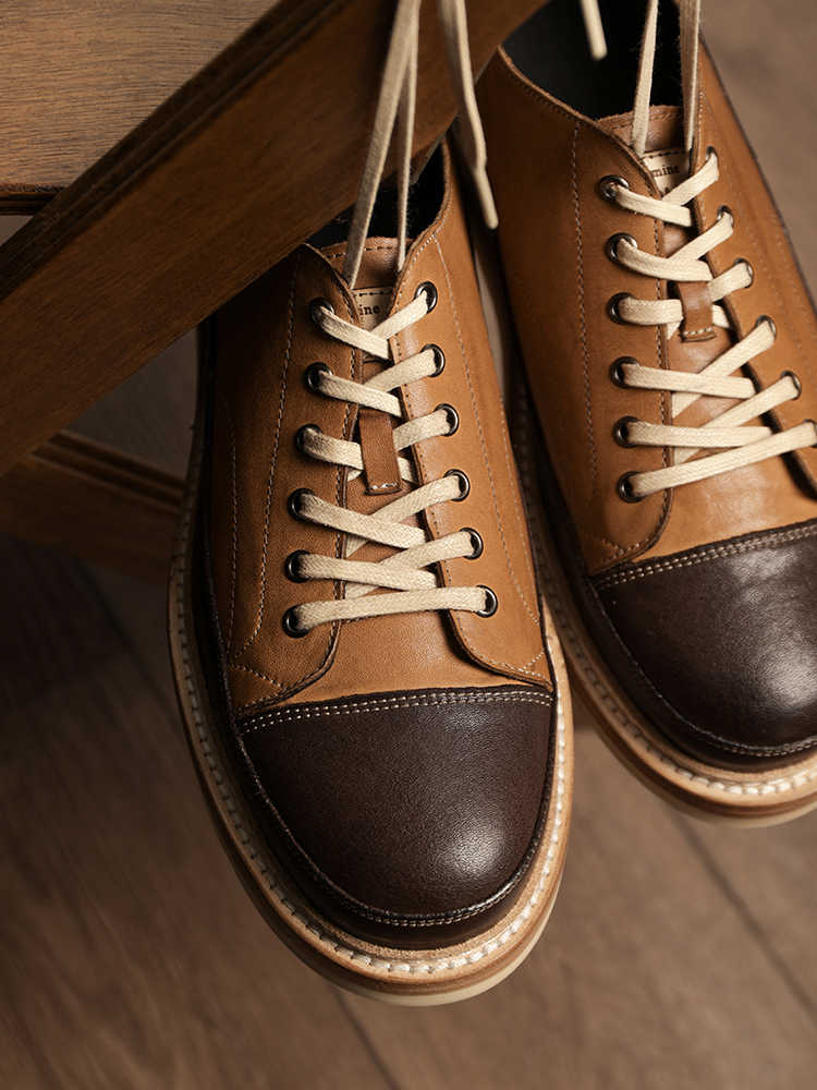 Vintage Vintage Chaussures de Conseil en Cuir Véritable Plateforme Chaussures Casual