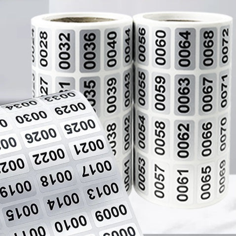 1-2000 Étiquette numérique Numéro de série Sticker Matte Silver Adhesive Label