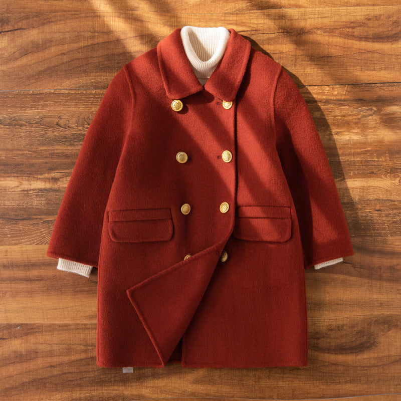 Manteau en laine à double face pour filles