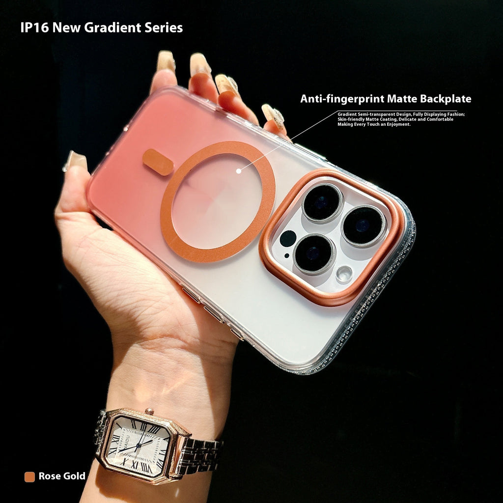 Aurora magnétique gradué laser Applicable 17ProMax Étui de protection pour téléphone portable gelé