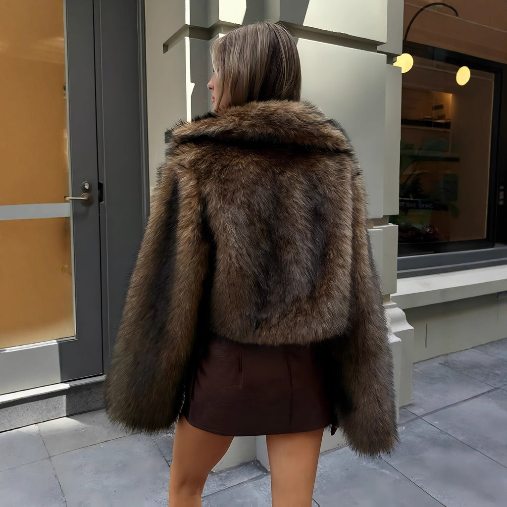 Veste courte en fausse fourrure et polyvalente pour femmes