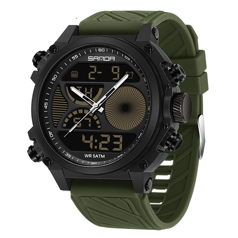 Montre Outdoor Sports Waterproof pour hommes avec un grand cadran et double affichage