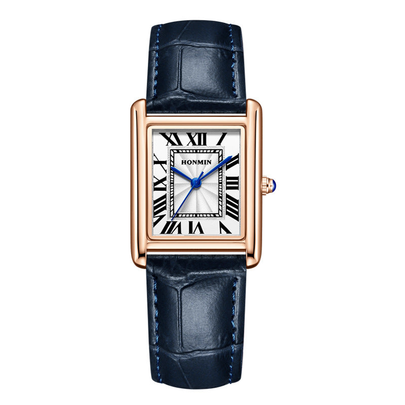 Bracelet de montre en cuir de couple simple carré montre étudiante étanche