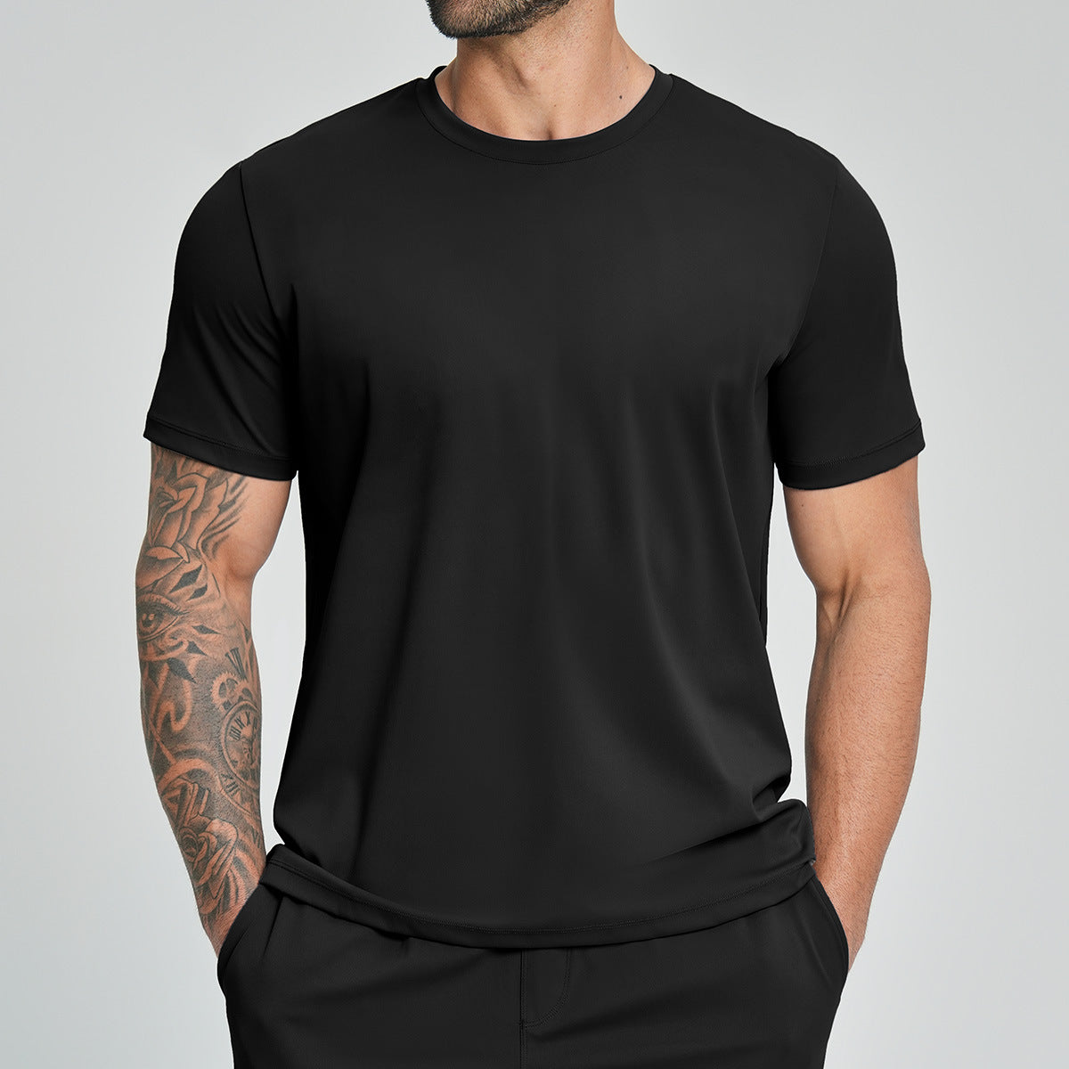 T-Shirt de fitness casual homme cou-équipage
