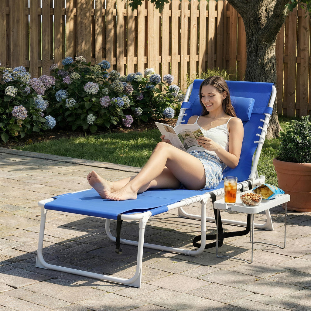 Chaise de tannage avec trou de taille et table latérale
