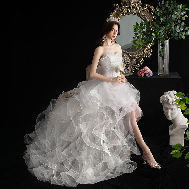Court Avant et Longueur du dos Petite robe de mariée