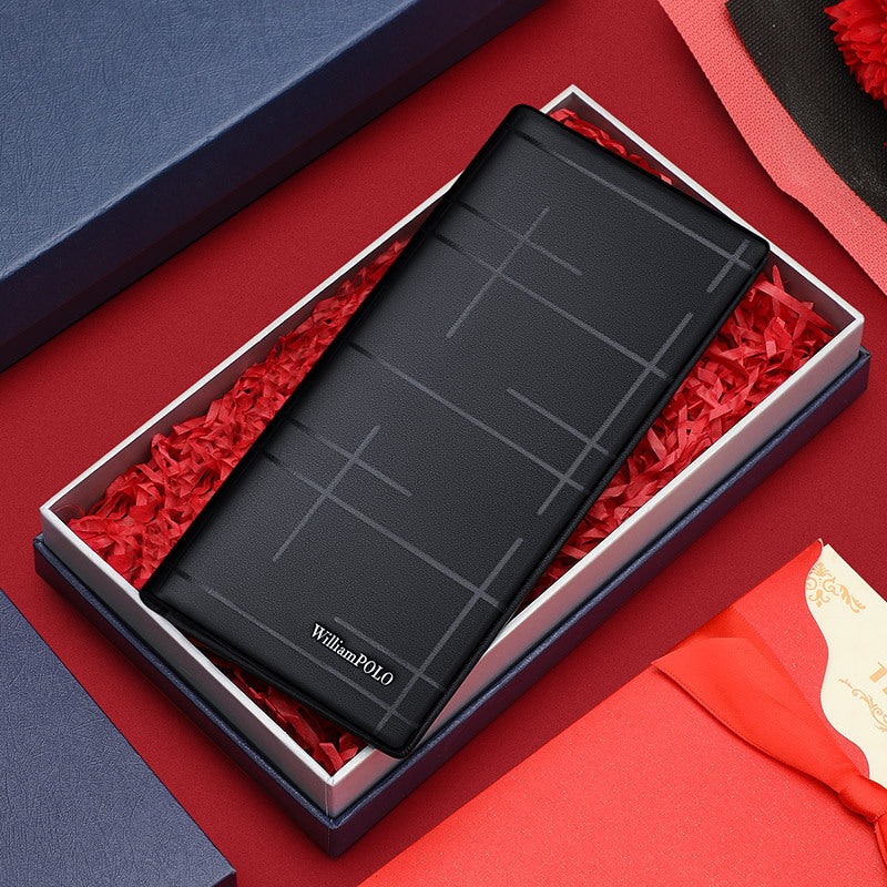 Portefeuille Hommes cartes multiples fentes Cowhide argent