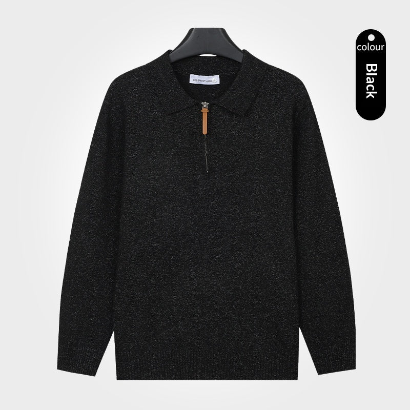 Pull à mailles Lapel avec une demi-zip Et des manches longues pour les hommes