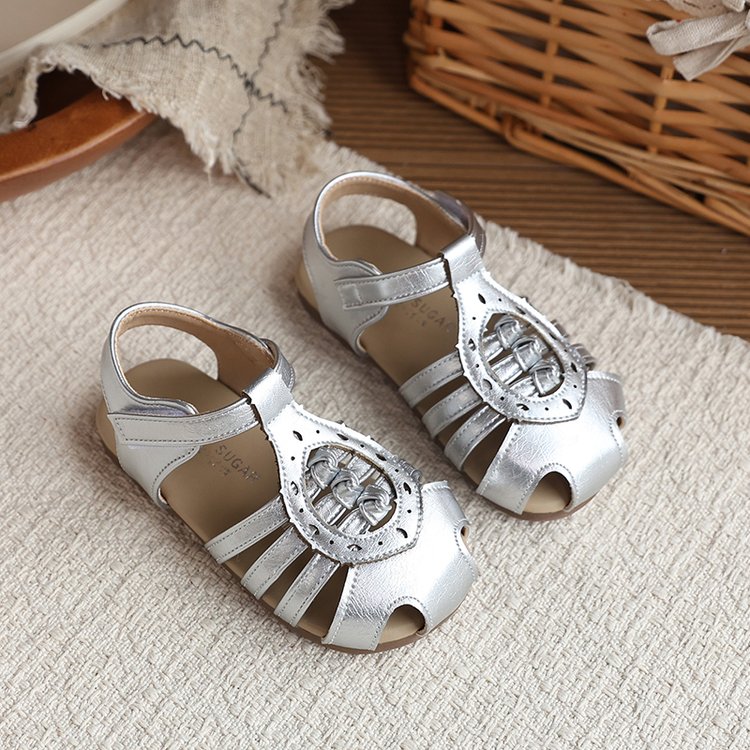 Baotou Woven Sandales romaines Été Arrivée Style coréen Princesse Chaussures pour les filles avec Openw