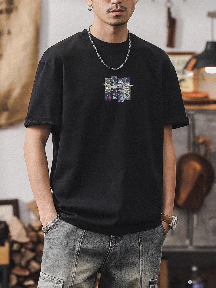 T-shirt vintage homme style américain T-shirt à manches courtes