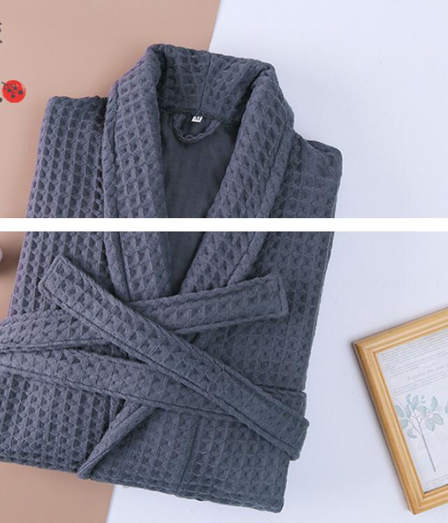Coton Double Waffle Unisexe Robe longue épaissée