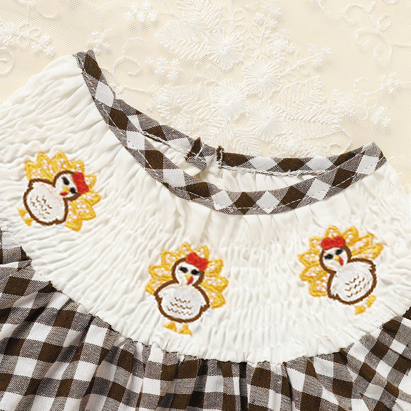 Bébé Bébé Filles Robe de Thanksgiving Turquie Imprimer Costume de soirée à manches courtes