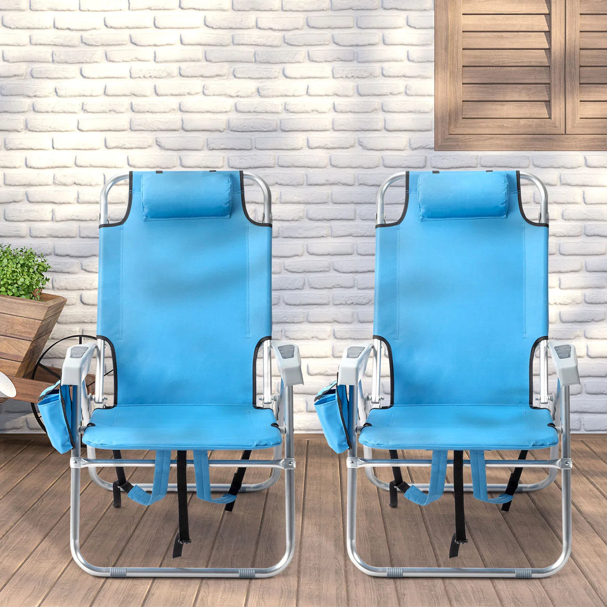63*70*99cm Élevé Oxford Clot Argent Blanc Aluminium Tube roulement 100kg Chaise de plage Bl