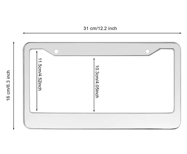 2PCS Chrome acier inoxydable plaque de licence en métal cadre Tag Cover avec bouchons à vis