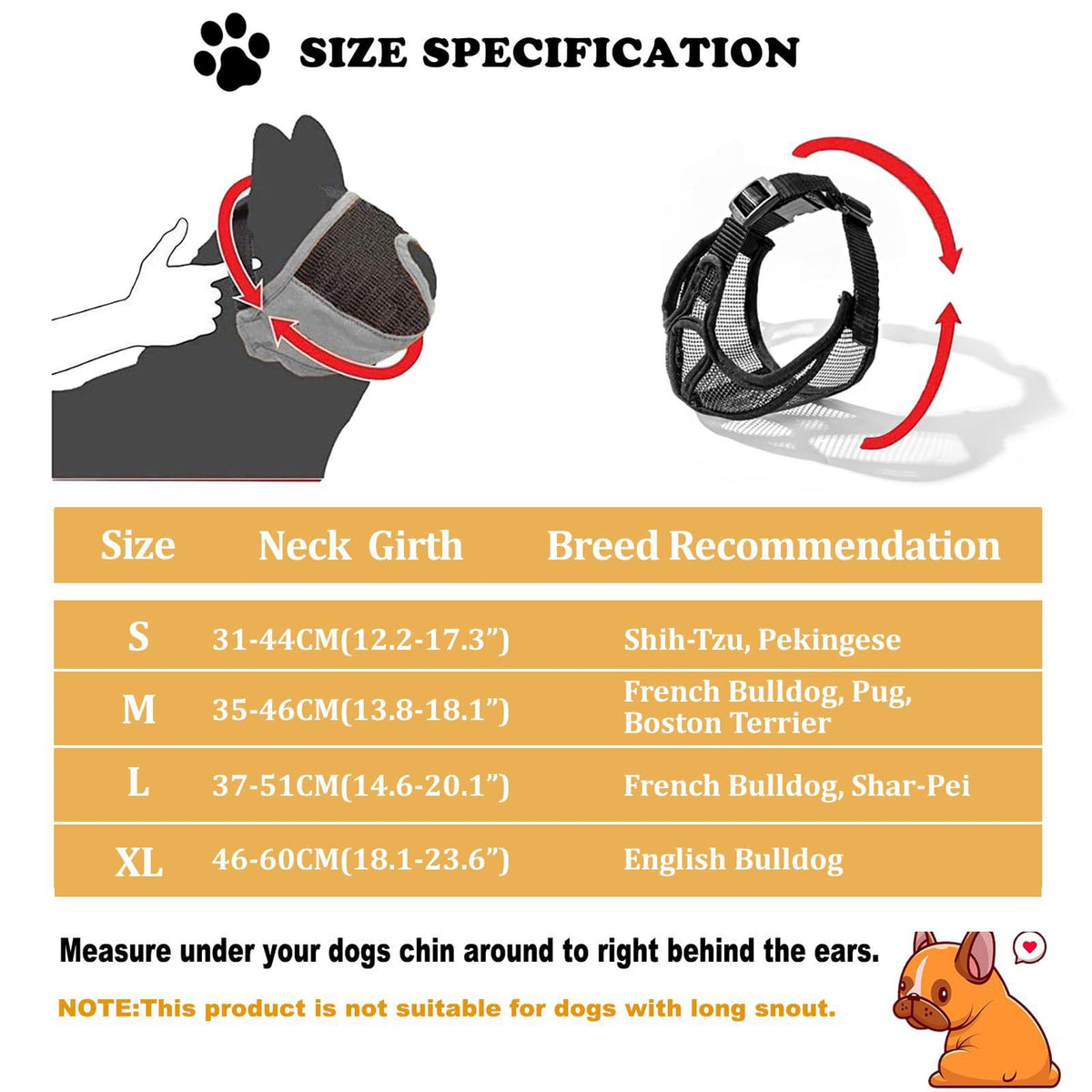 Muselière française Anti-Bite Fumée Respirante Pug Dog Masque visage Pet