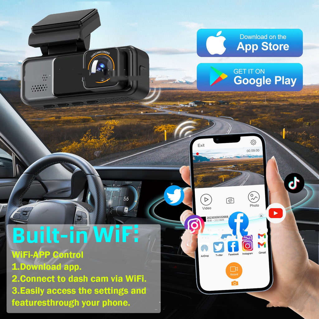 HD WIFI Interconnexion téléphone mobile GPS Piste avant et arrière Dual Lens Driving Recorder