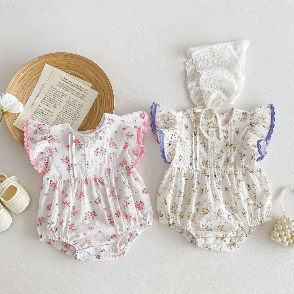 Les Rompers de coton Skypurl d'un mois de bébé fille