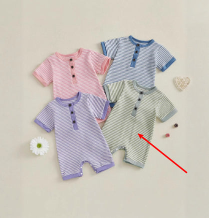 Pure Coton Quatre-pièces Set Short Crawl Stripe Style
