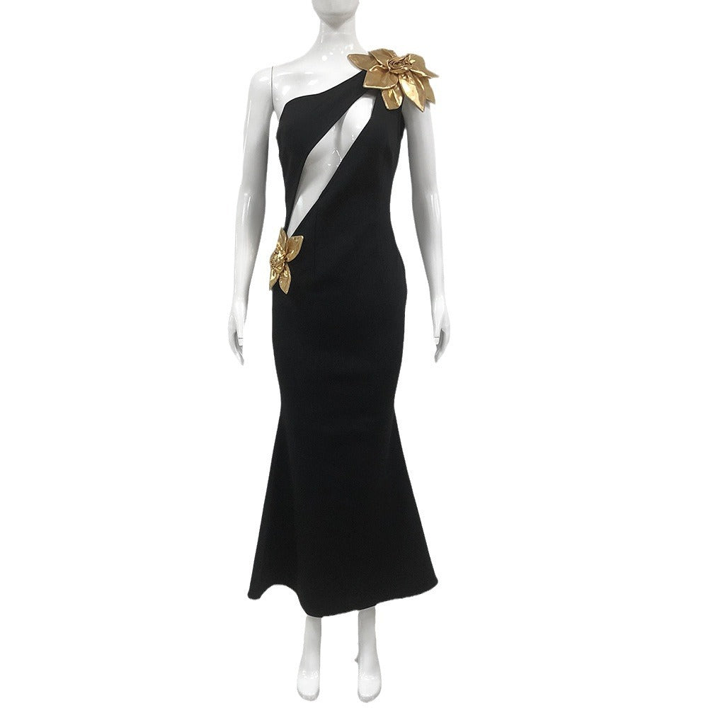 Robe Maxi de Fleur d'Or à Bandage mince