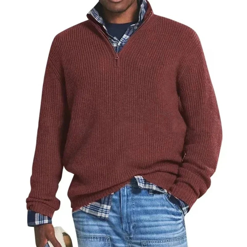 Commerce extérieur Hommes Affaires Casual Loose Zip Collar Sweater