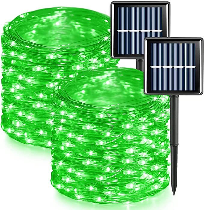 LED solaire en cuivre fil lampe Huit fonction chaîne de lumière