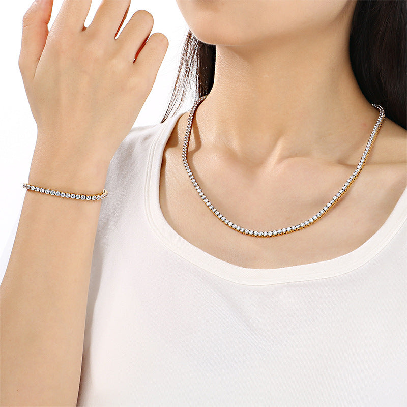 Chaîne de tennis en acier inoxydable sertie de diamants