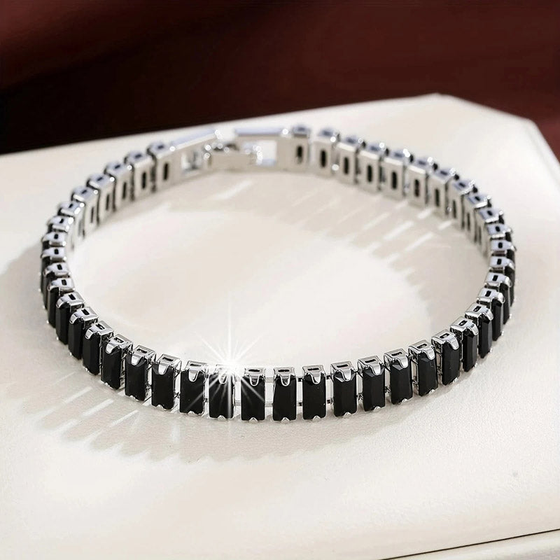 Bracelet de tennis noir de luxe Zircon Élégant geométrique laiton bijoux Femmes Party Mariage Da