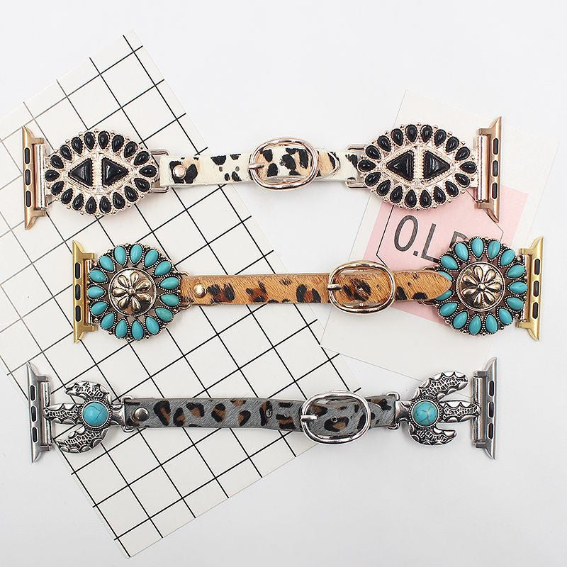 Leopard Imprimer True Horsehair Watchband Multicolore