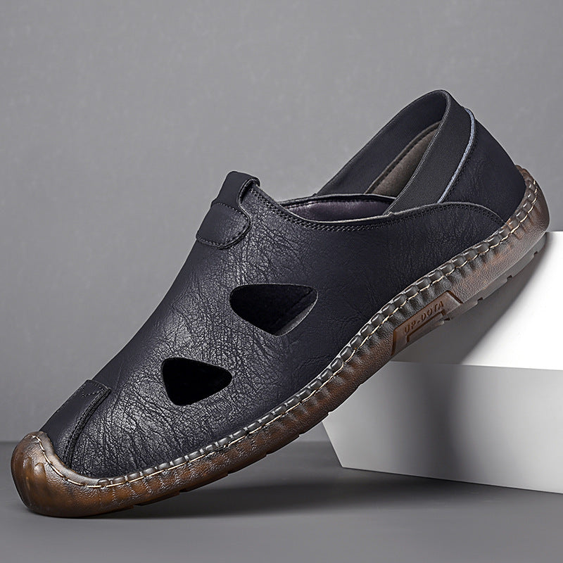 Chaussures en cuir décontracté faites à la main pour homme Style respirant perforé pour homme