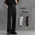 Pantalon de costume légèrement torréfié pour hommes sans fer à repasser large