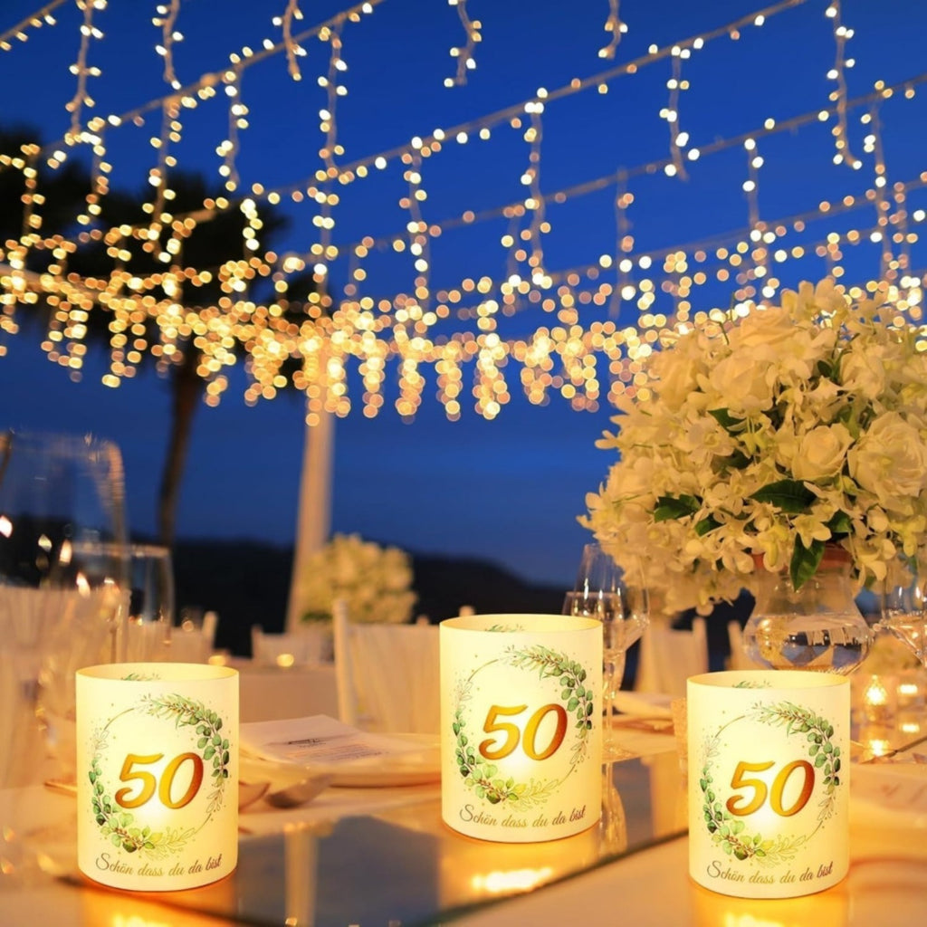Décorations de table de lanterne de 12 paquets pour anniversaire de mariage doré